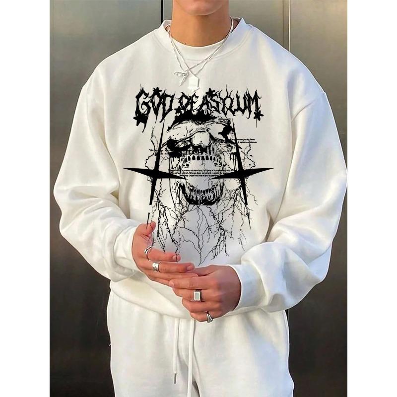 Gothic Dark Cross Skull Print Autumn/Winter Casual Sweatshirt