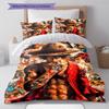 Pirate Anime Pattern Bedding Quilt Set Quilt Cover Pillowcase Home Decoration Gift (1 * duvet cover + 2 * pillowcase, without core)
