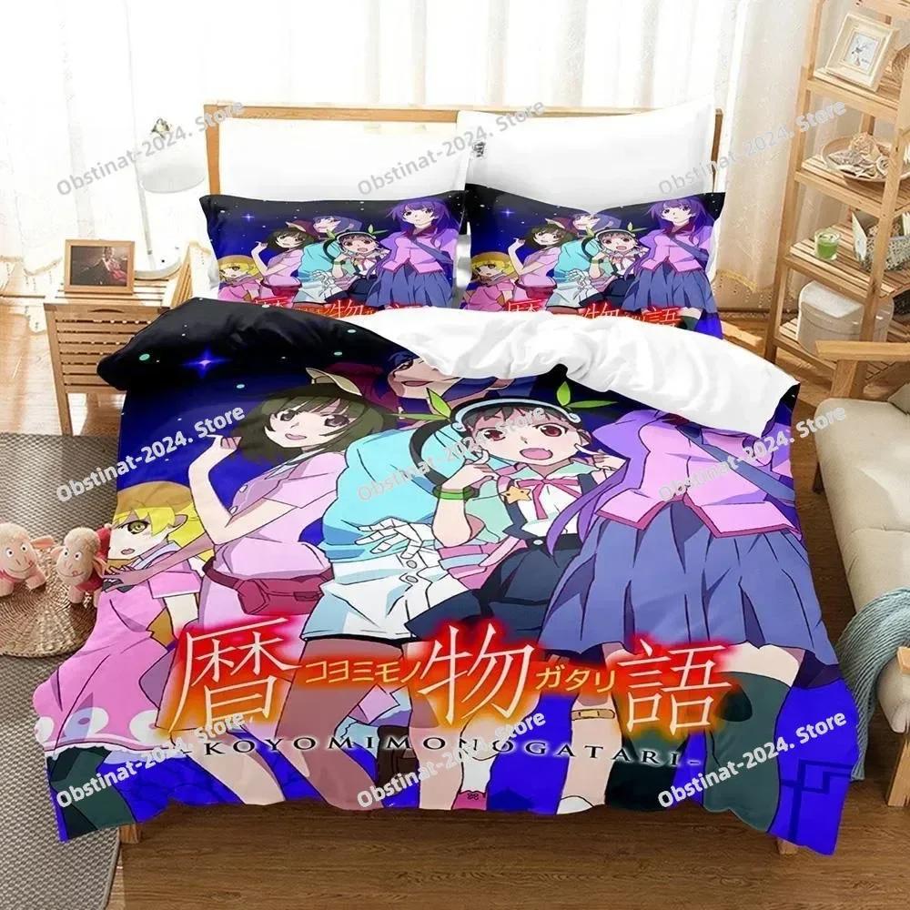 Fashion Anime Monogatari Series Bedding Set Printed Bed Set With Pillowcase Bed Duvet Cover Single Double Queen Super King Size