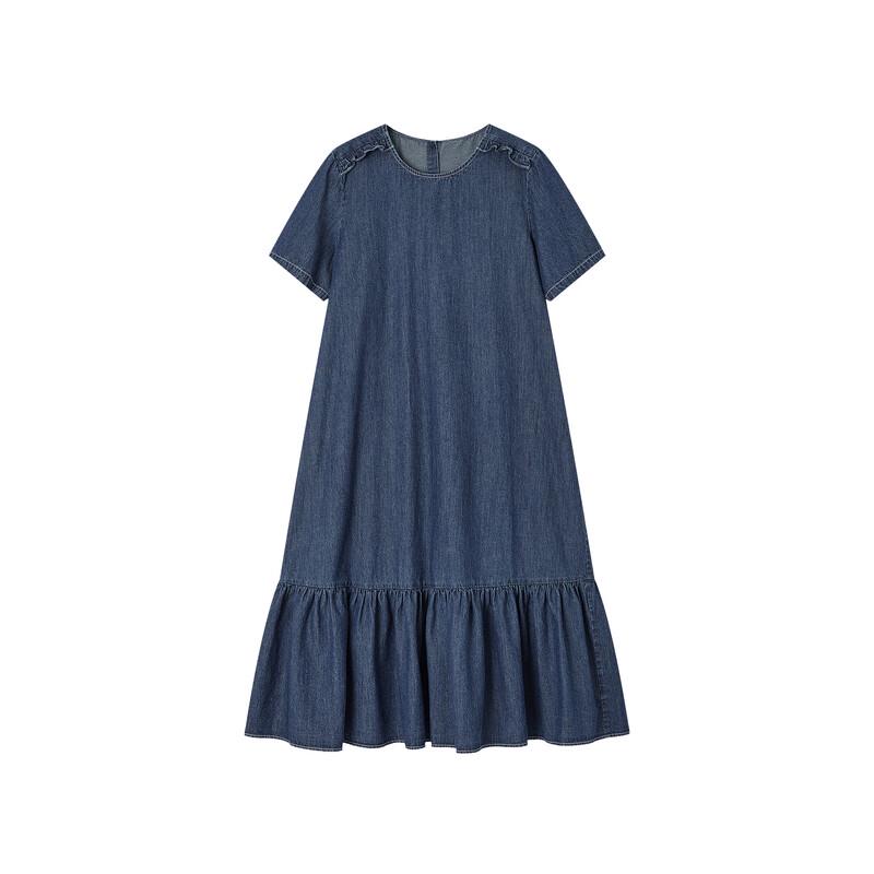 Demana Ruffle A-Line Denim Dress
