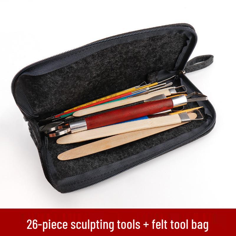 26-Piece Sculpting and Pottery Tool Set with Pencil Case for Clay and Polymer Carving