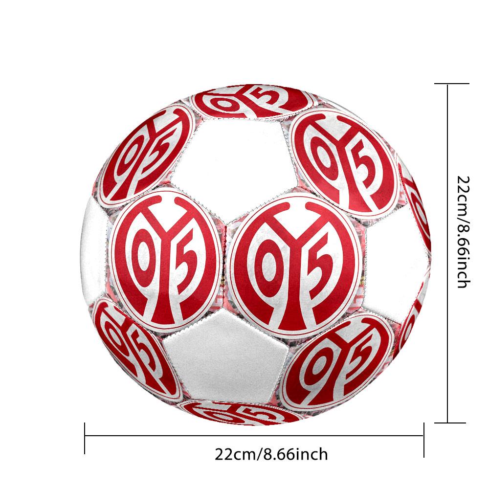 FSV Mainz 05 Size 5 Soccer Ball, Machine-Stitched PVC, Durable & High Bounce, All Ages Fit, Fan Merchandise, Matches & Outdoor Use.