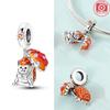 Charms Copper Orange Hedgehog And Mushroom Pendants Fit Charms Plata Original Bracelet Beads Women Jewellery Making Diy