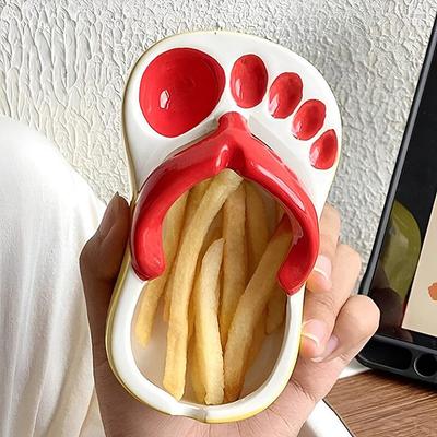 Lovely Flip Flops Ketchup Soy Sauce Dipper Portable Ceramic Salad Saucer Dipping Bowl Cute Mini Snacks Plate Seasoning Container