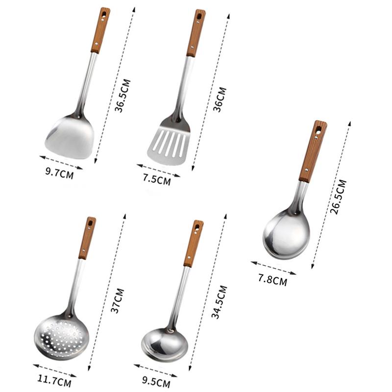 Durable Stainless Steel Wok Spatula Long Handle Kitchen Gadgets Kitchen Cooking Utensil Set Rice Spoon Ladle Cooking Tools