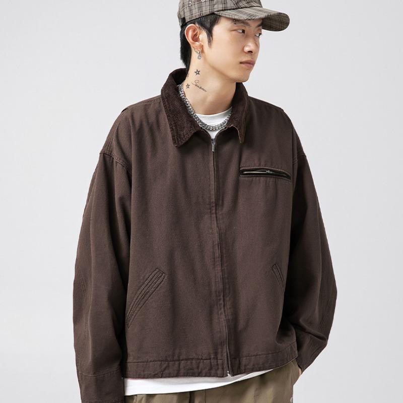 Spring and Autumn New Men's Retro Old Loose Stitching Laps Jacket