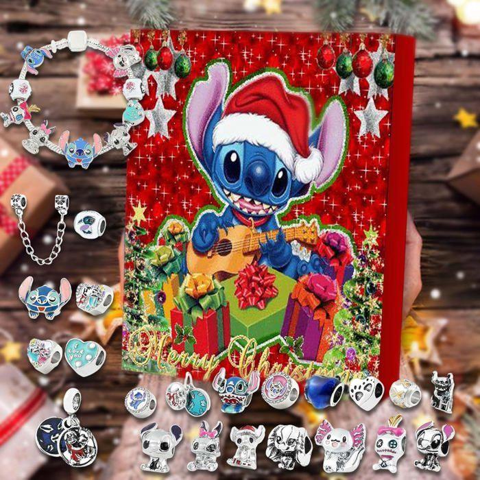 Calendrier de l'Avent Stitch 2024 Noël Mignon Dessin Animé Mode Noël avec Bracelet Kit Bracelet DIY Calendrier de Compte à Rebours d