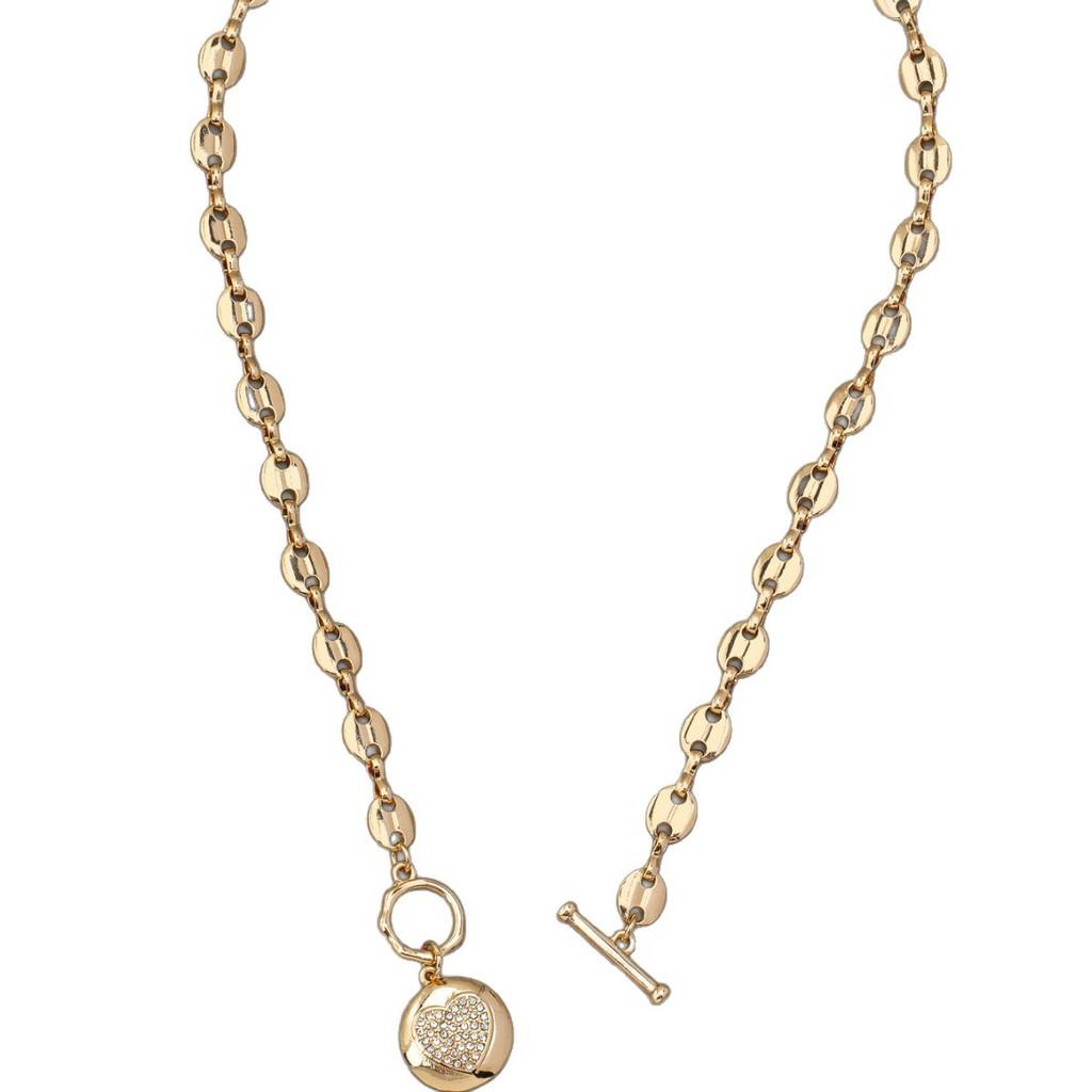 Heart Shape Pendant Necklace With Gold Plated Alloy Chain For Women