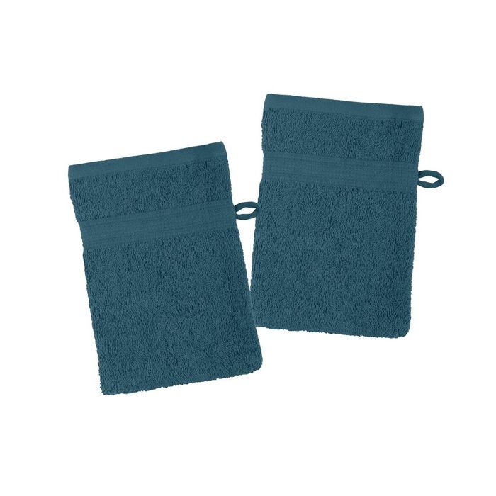 Gant de toilette - Laguna - Lot de 2 - 15 x 21 cm - Coton GOTS bleu pétrole