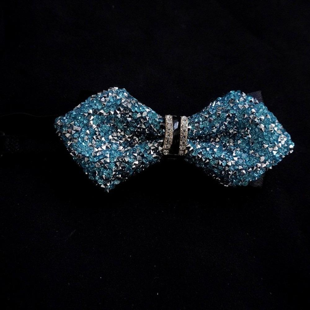 Solid Color Rhinestone Collar Flower British Style Adjustable Gentleman's Bow Tie Bowtie Collar Cravat Men's Suit Accessory