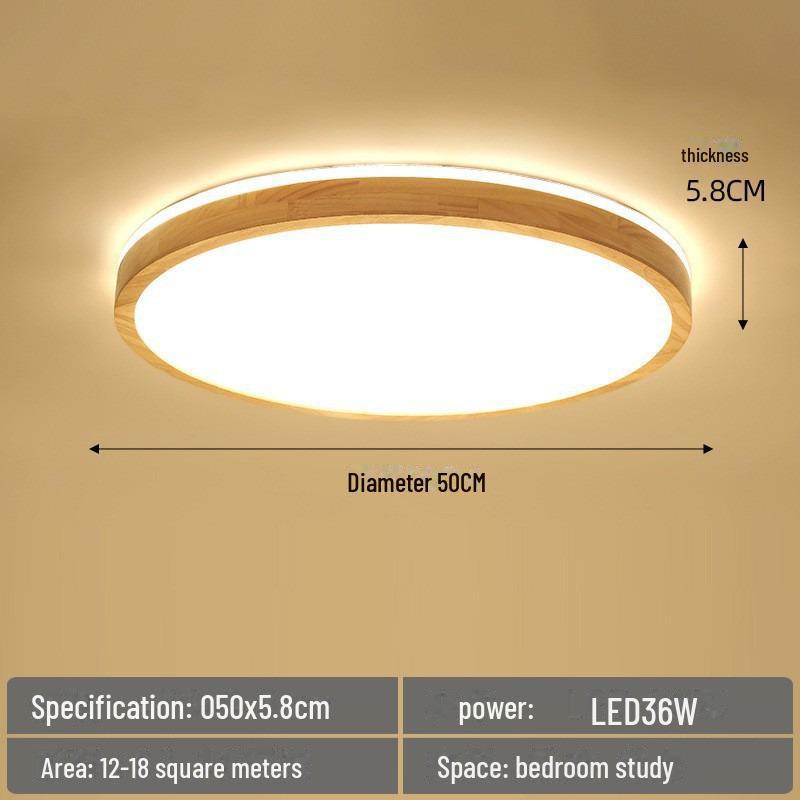 Nordic Modern Wooden Ceiling Lamp - Full Spectrum, Smart Rectangular Light for Living Room, Bedroom or Study