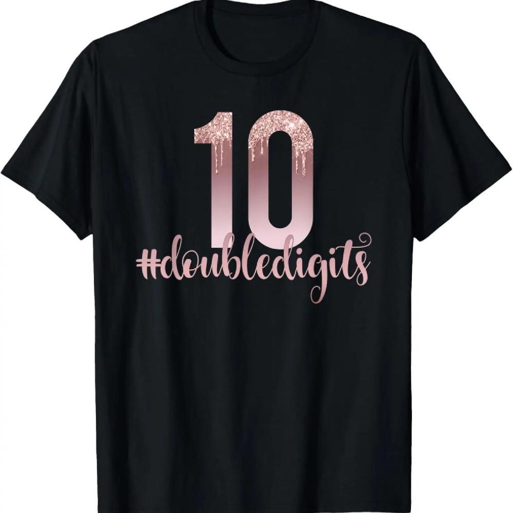 

10th Birthday Two Digit Girl Ten Dripping Rose T-Shirt XXXL чёрный