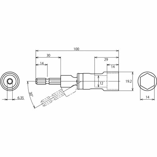 Lobtex Universal Socket "Stolock" 14mm Hexagon DSU14S