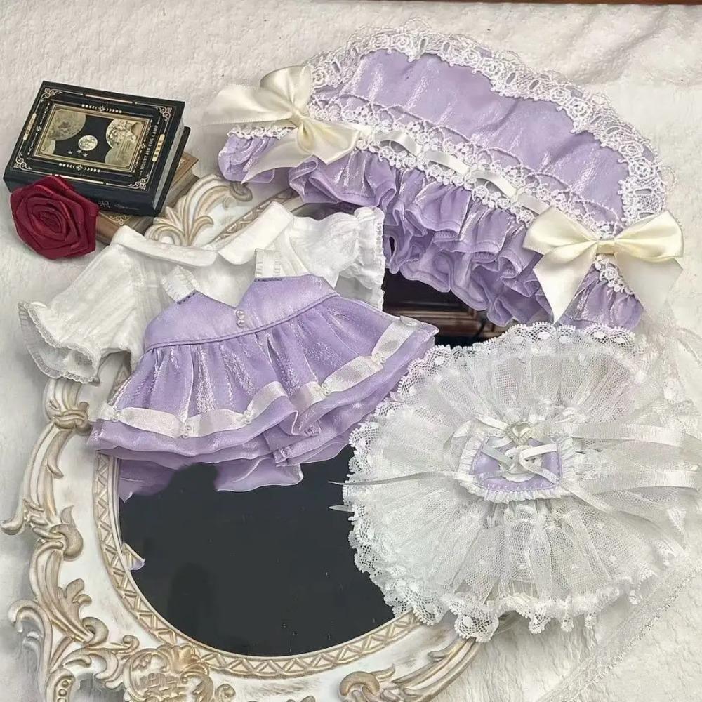 Kleding voor een pluche pop van 20 cm: schattige herfstrok, katoenen verkleedkleding voor poppen van 20 cm, geen specifieke poppenkleding.