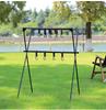 Portable Double-Layer Camping Storage Rack and Folding Lamp Stand