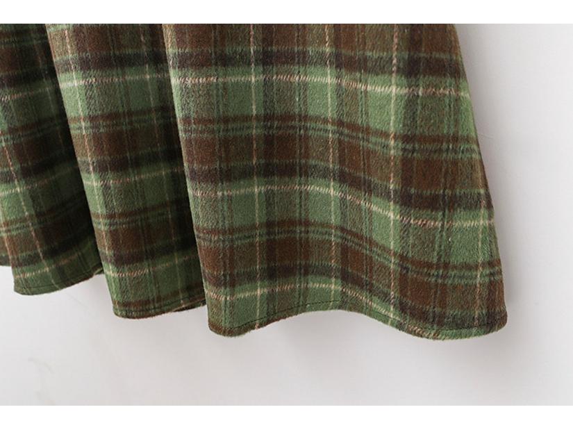 Women's Retro Plaid Wool Blend Midi Skirt - High Waist A-line with Double Pockets for Autumn/Winter