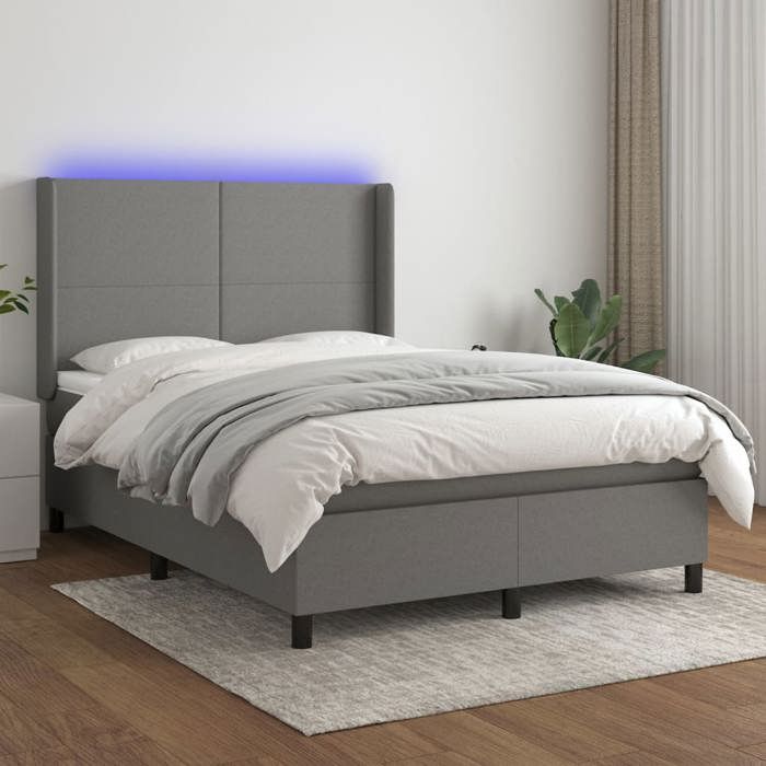 VidaXL Sommier à Lattes de Lit avec Matelas LED, Lit Rembourré, Lit Double, Lit Adulte de Chambre à Coucher Intérieur, 3138158