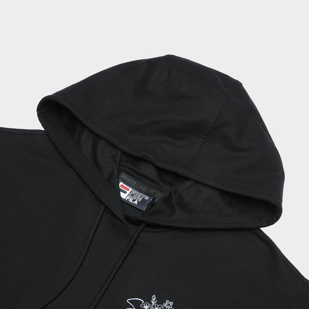 Fila 2023 Autumn New College Style Knitted Short Sleeve Hoodie Pullover Top Pure Cotton Casual Flutter Sleeve T Women Tops Black F11W338114FBK