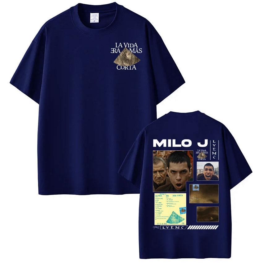 Rapper Milo J La Vida Era Mas Corta Album Tees Men Women Hip Hop Tshirt Cotton Casual High Quality Fashion ONeck Tshirt Tops