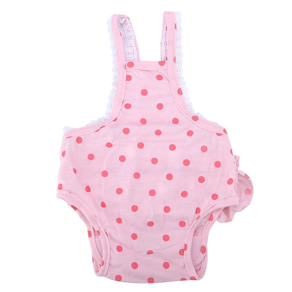 Cotton Breathable Sweet Dots Menstrual Sanitary Suspender Pants for Pet Dog Puppy(Pink, S)