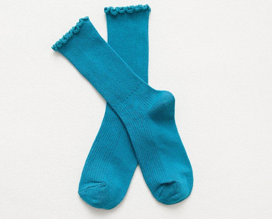 Șosete Dama Stil Japonez Culoare Solidă Până la Mijlocul Gambei Bumbac Striat