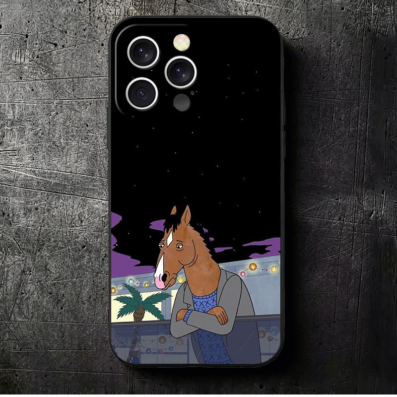 

B-BoJack H-Horseman Funny Soft Phone Case for iPhone 16 16E 17 Air 15 Pro Max 14 Plus 13 Mini 11 12 7 Black Cover Back Shell iPhone 15 Pro Max