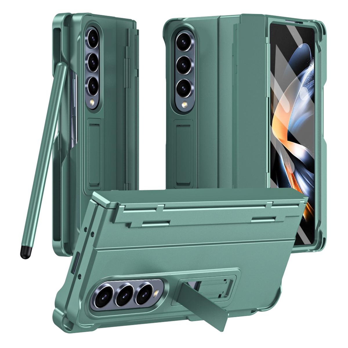 

For Samsung Galaxy Z Fold3 5G Case Rubberized PC Phone Cover with Screen Protector/Stylus Pen Green