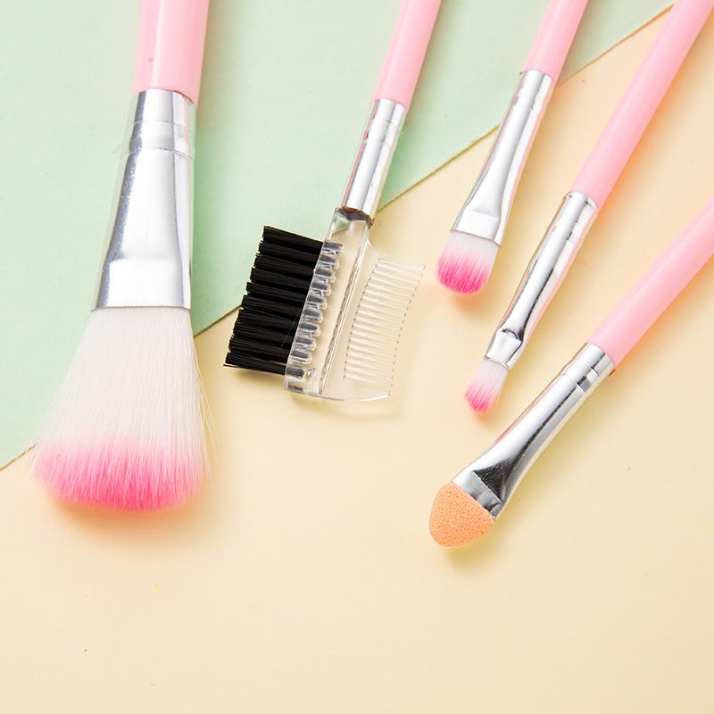 5 Stück Make-up Pinselset Tragbarer Rougepinsel Rosa Make-up Pinsel Lidschattenpinsel
