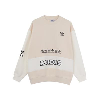 adidas Originals Color Block Spliced American Vintage Large Logo Sports Crewneck Sweatshirt Women Sweatshirt Off-White H20451