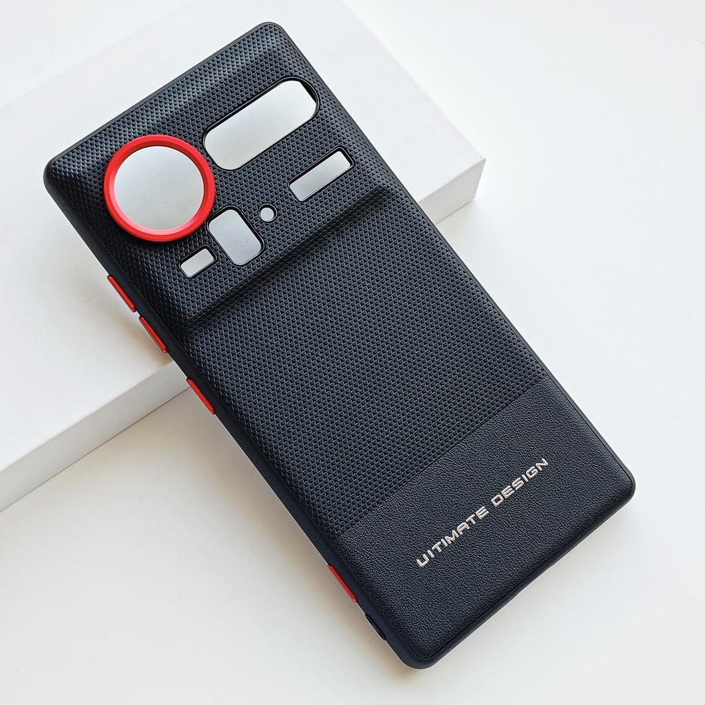 Pentru ZTE Nubia Z80 Z70 Z70S Ultra Piele PU Prietenoasă cu Pielea Taste în Culori Contrastante Ramă Cameră Spate Protector Capac Moale