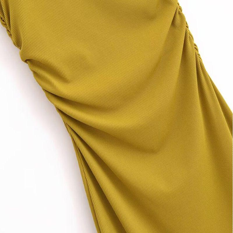 Kaslead New Arrival Women's Clothing Fashion Style Fashion Ruched Asymmetric Minimalist Midi Skirt Dress 3641008