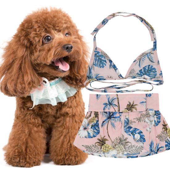 1 Set Pet Swimsuit Lace-up Design Soft Comfortable Print Dog Eye-catching Floral Cat Summer Beach Skirt Beach Party