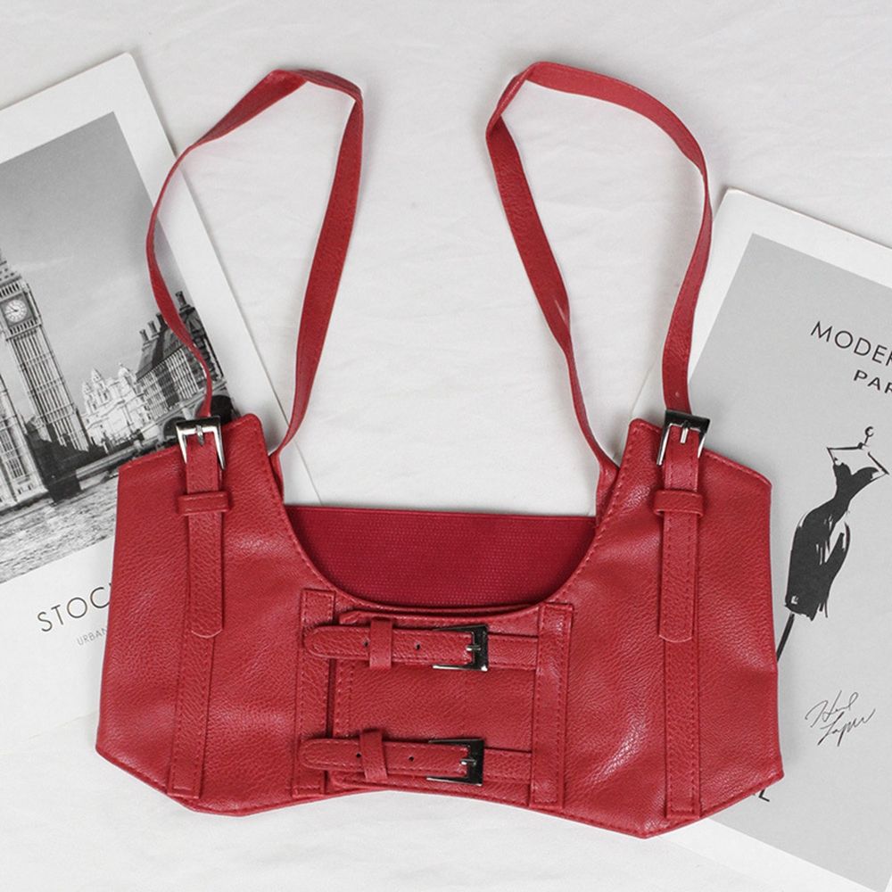 Slimming Body Lolita Belts Extra Wide Waistband Elastic Waist Strap PU Leather Cummerbund