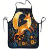 One Whimsical Floral Fox Design Apron, Made from Durable And Easy-To-Clean Polyester, Featuring an Adjustable Waistband, Suitable for Cooking In The K