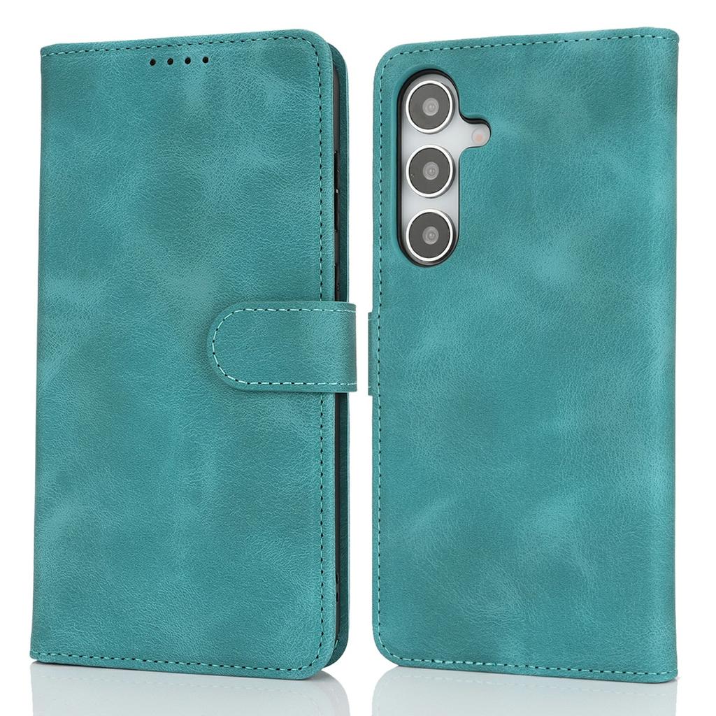 For Samsung Galaxy S25+ Wallet Case Double Folded Edge Skin Touch PU Leather Flip Phone Cover