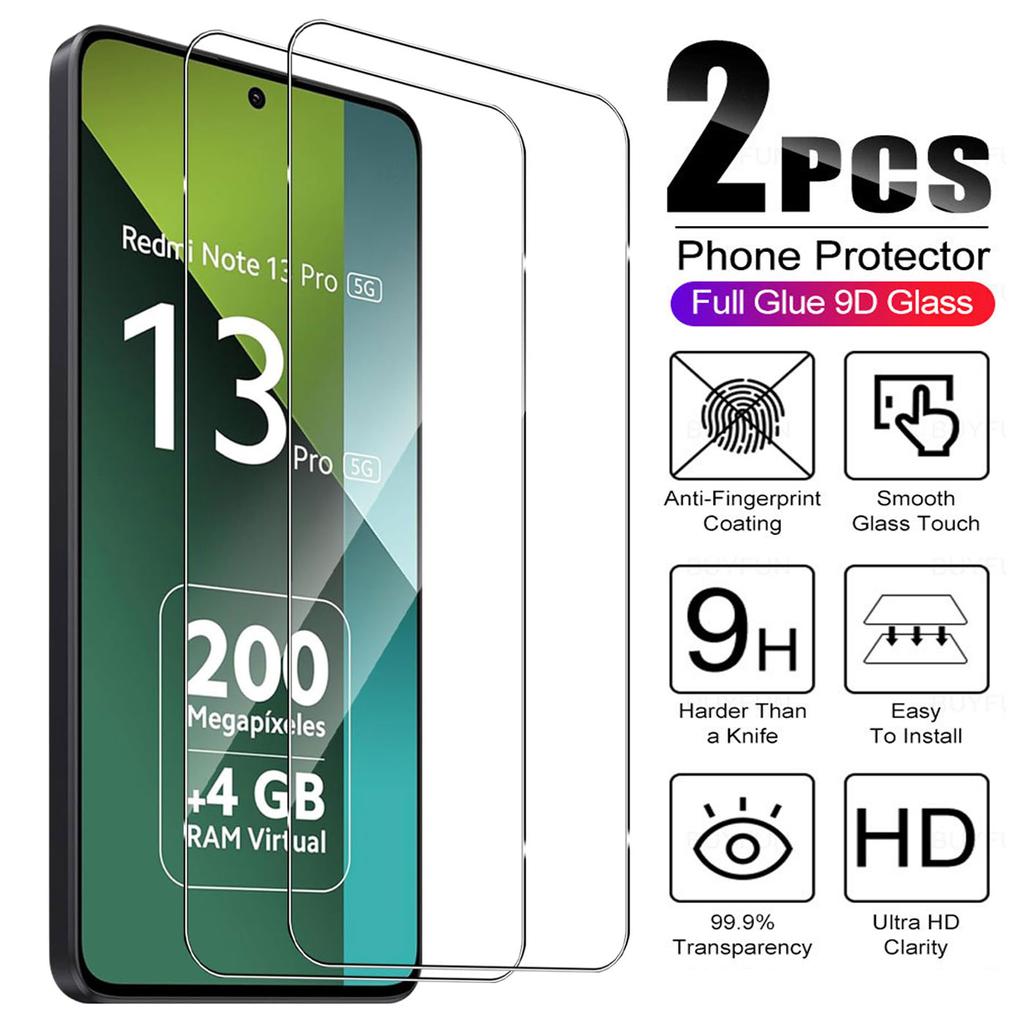 2 Τεμάχια Γυαλί Tempered Για Xiaomi Redmi Note 9 10 11 12 13 Pro 5G 4G 12S 9T 10T Προστατευτικό Οθόνης Redmi 13C 12 10 Προστατευτικό Γυαλί