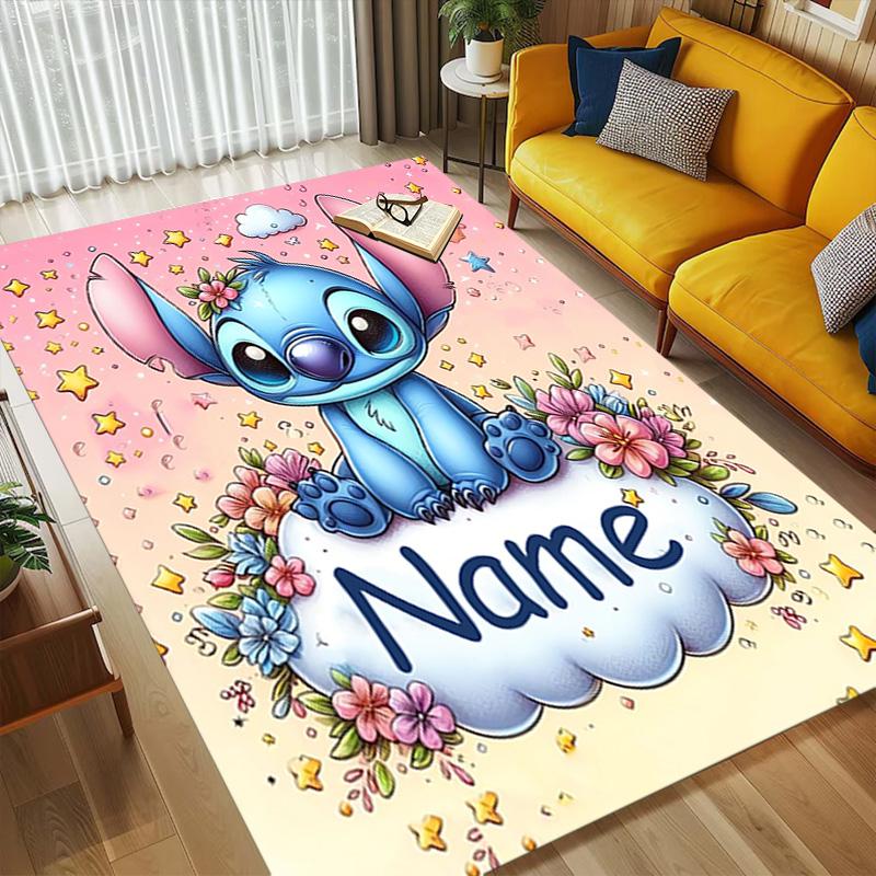 Personalized Name Stitch Dreams Living Room Non-Slip Area Rug Soft Carpet for Bedroom Kids Playroom Sofa Office Home Decor Doormat