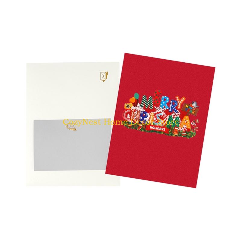 92MF Elegant Greeting Card With Melodies And LED Light Invitation Card For Christmas Parties Weddings Special Occasion