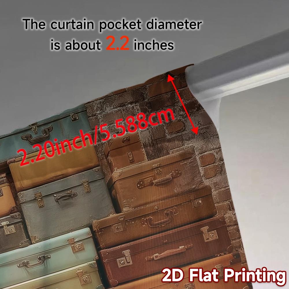 2 Stück, 2D-FLACHDRUCK Vorhänge (Ohne Stange) Wand mit Vintage-Koffern(1) Schicke Vorhänge Digitaldruck Langlebig 100% Polyester