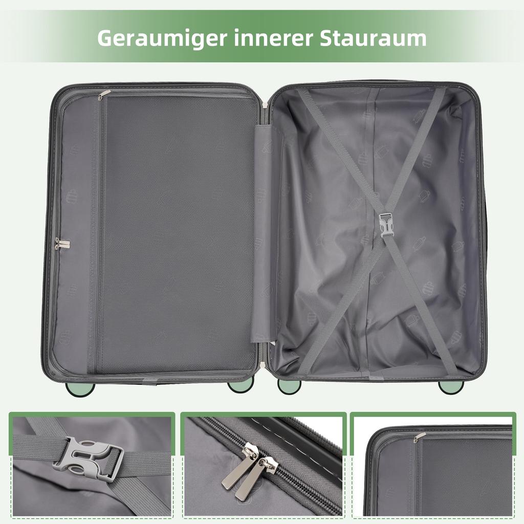 3-częściowy zestaw walizek (M-L-XL) 20 24 28, Twarde skorupy ABS+PC, Podwójne kółka 360°, Zamek TSA, Kieszenie wewnętrzne, Podróże służbowe/Rodzinne