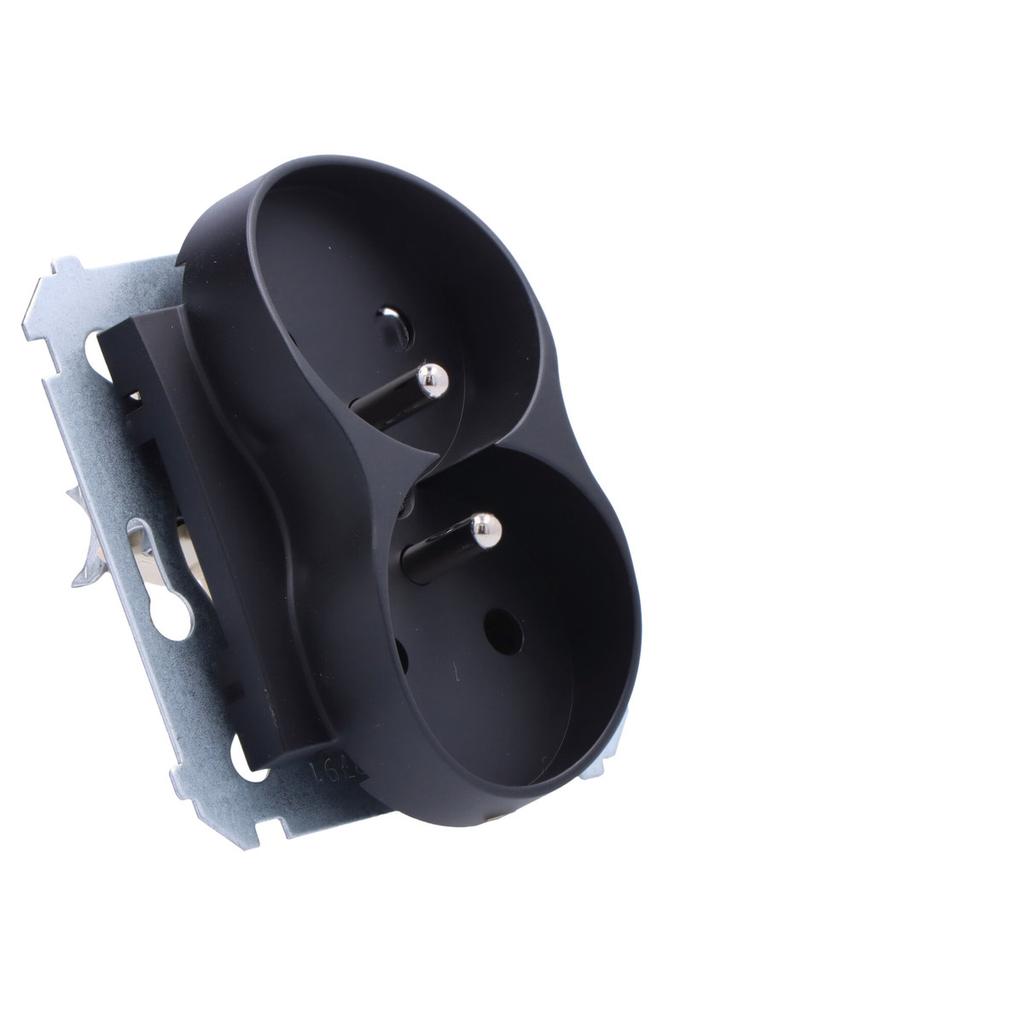 Double Grounded Socket with Shutters for NATURE Frames (mod