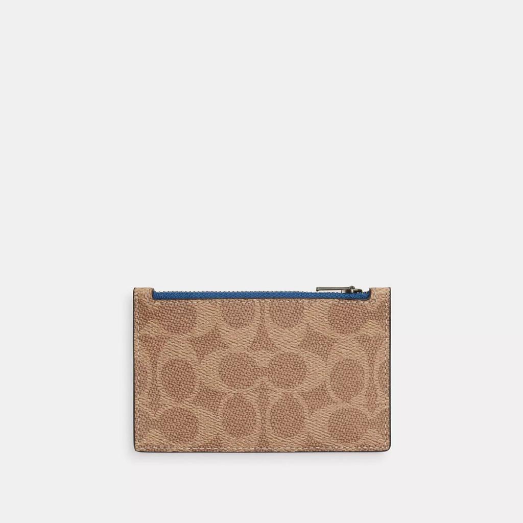 Coach Zip Card Case In Signature Gunmetal Charcoal Black