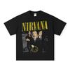 Maglietta a maniche lunghe band Nirvana vintage europeo e americano lavata effetto invecchiato maglietta a maniche corte Nirvana per uomo e donna