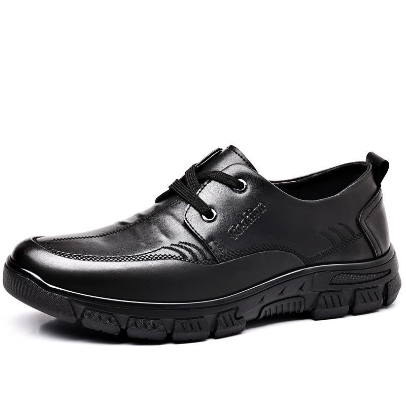 Men's first-layer cowhide business dress casual shoes soft-soled soft leather breathable middle-aged father leather shoes