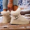 Fashion Soft Thick Bottom Women's Snow Boots 2025 Winter Faux Fur Ankle Boots with Platform Metal Belt Buckle Designer Shoes for Woman