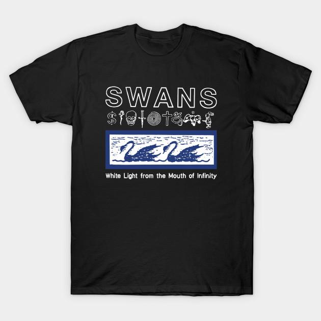 Men Black Print T-shirt Swans White Light From The Mouth Of Infinity Classic No-Cut Transfer Paper Print Cotton Tshirt XL