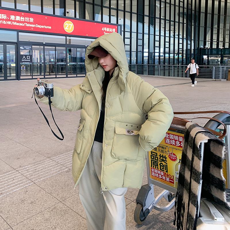 2025 Fall/Winter New Hooded Down Cotton Jacket Women's Plus Size Bread Jacket Loose Women's Thickened Padded Jacket Cotton Jacket