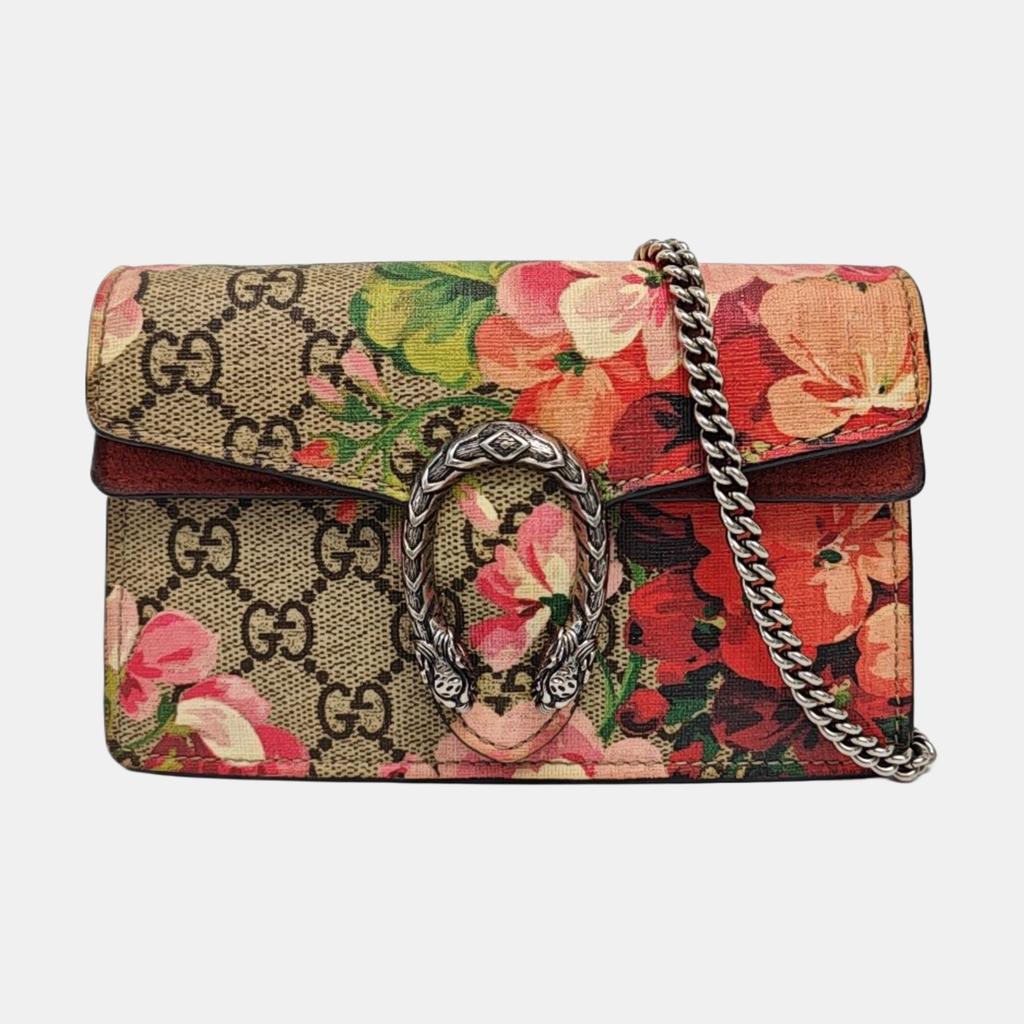 [Pre-Owned] Dionysus GG Blooms Tiger Head Buckle Logo Geranium Print Chain Shoulder Bag - Fair #1U6PO0B