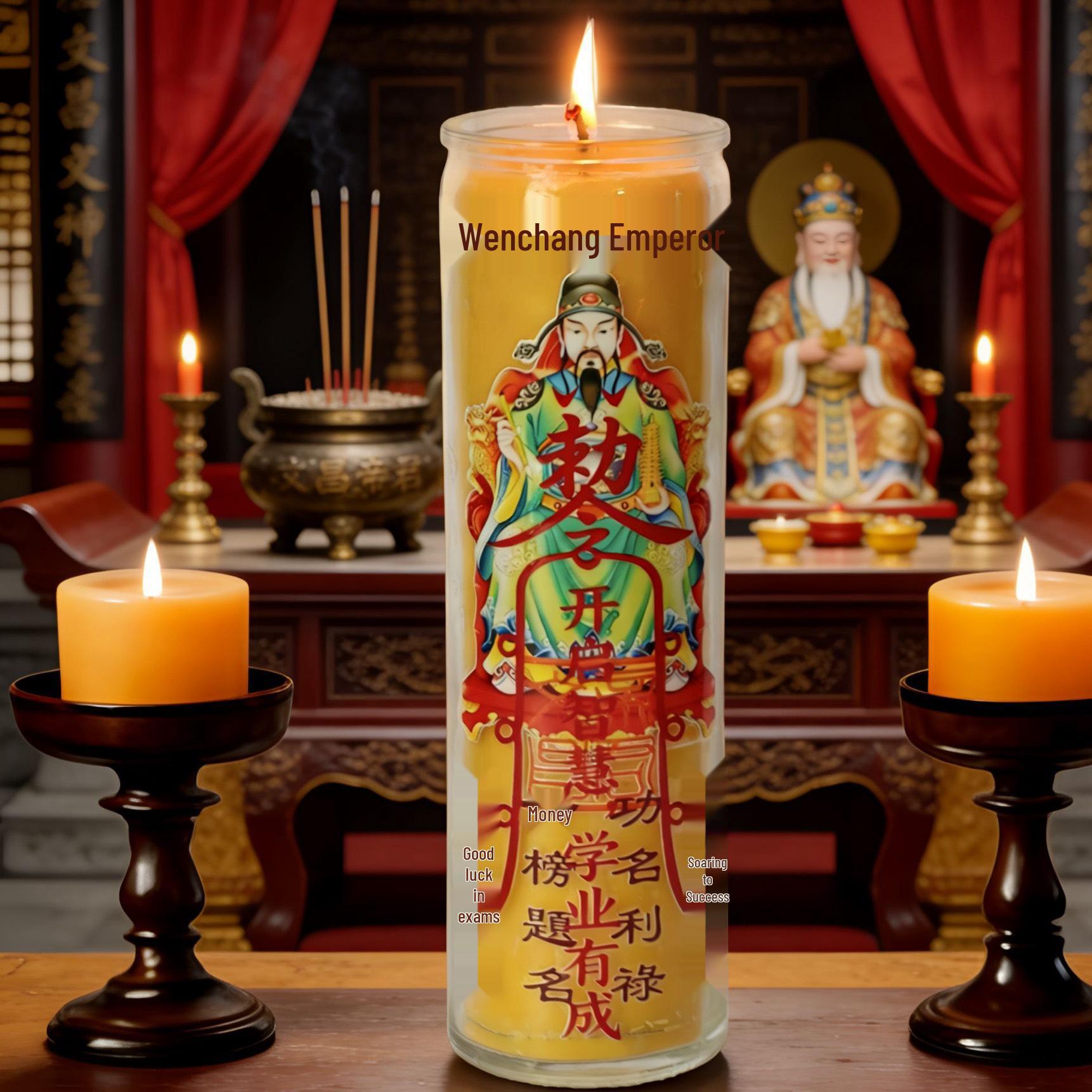 In-Stock Handmade Gaokao Wenchang Tower Ornament Candle - Jinbang Timing Out Glass Butter Lamp.