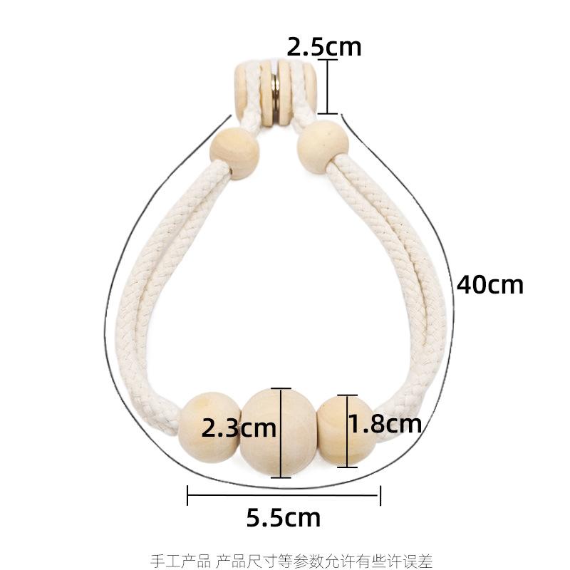 O Pereche de Curele Noi cu Cataramă Magnetică din Mărgele de Lemn pentru Perdele din Bumbac, Gaze, cu Absorbție Magnetică